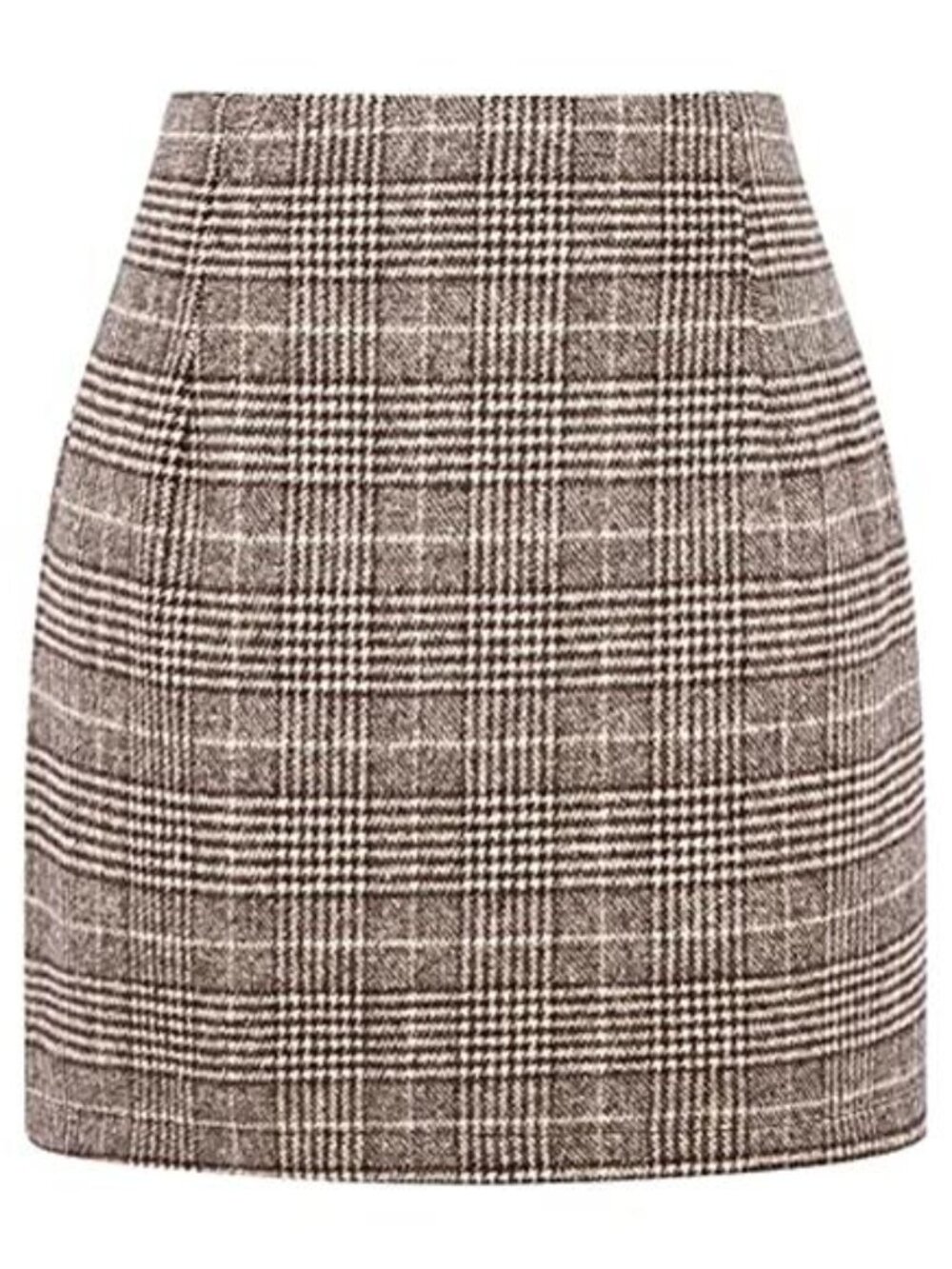 Womens Plaid Mini Skirt High Waisted Bodycon Pencil Wool Blend Skirt